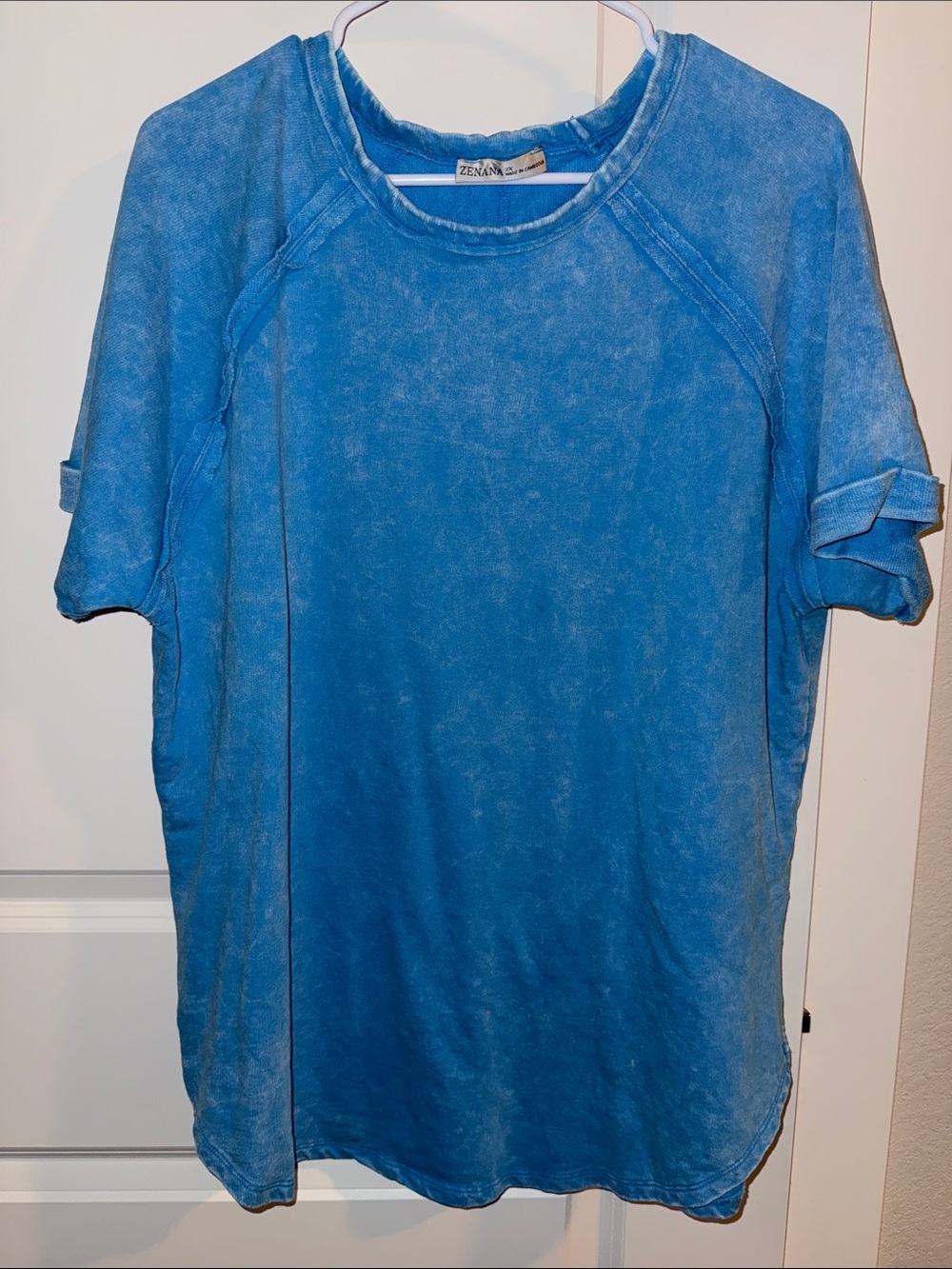 Zenana Outfitters Washed Blue Short Sleeve Crewneck Tee